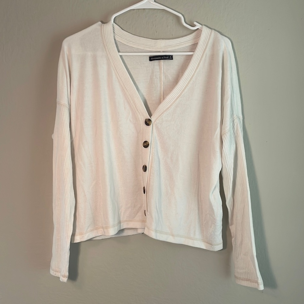 White button up sweater